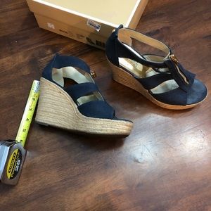 Michael Kors Damita Wedge Navy 4 inch heel